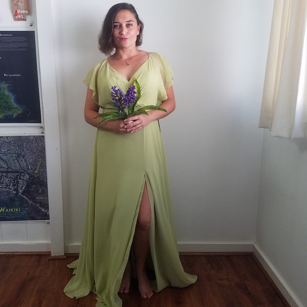 Jenny Yoo Alanna Pear Chiffon Bridesmaid Dress